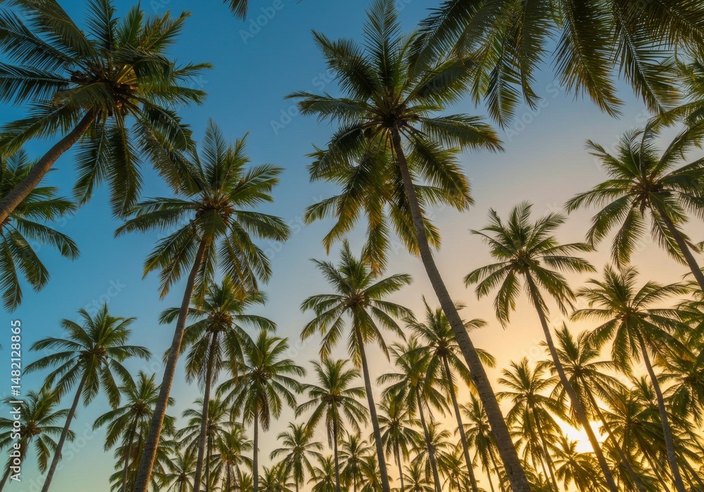 Photo of Palm Trees at Sunset on a Tropical Beach Photo of Palm Trees at Sunset on a Tropical Beach