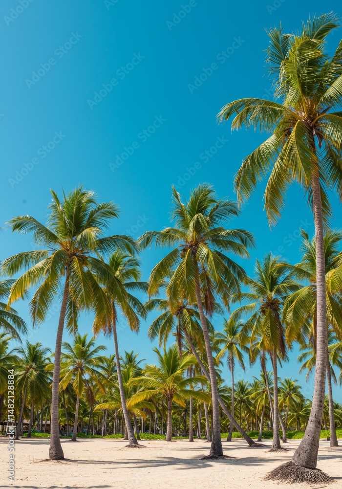 Photo of Palm Trees on a Sandy Beach Under Blue Sky Photo of Palm Trees on a Sandy Beach Under Blue Sky