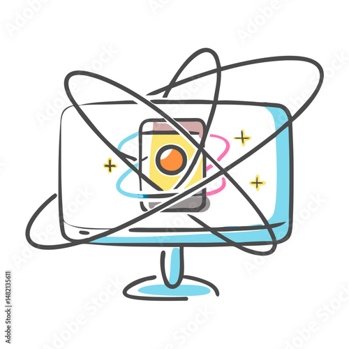 quantum computer icon, quantum computer vector illustration-simple illustration of quantum computer, perfect for quantum computer logos and icons