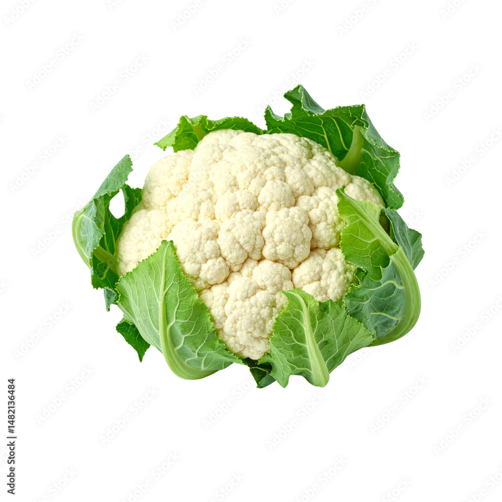 Fresh cauliflower with green leaves, showcasing its natural texture and color, perfect for healthy meals and recipes. This versatile vegetable is great addition to any dish Fresh cauliflower with green leaves, showcasing its natural texture and color, perfect for healthy meals and recipes. This versatile vegetable is great addition to any dish