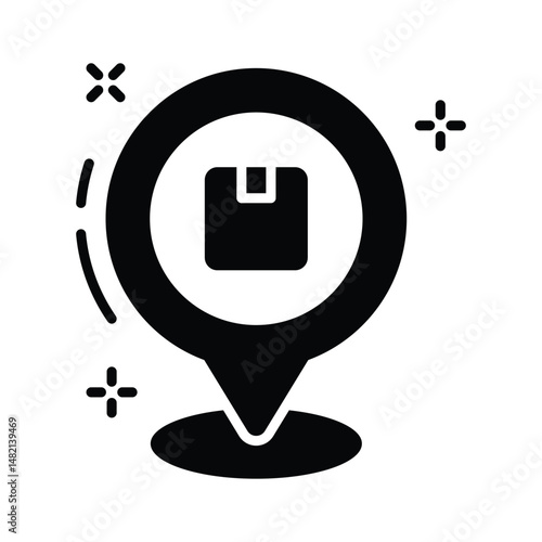An editable glyph icon of delivery location marker