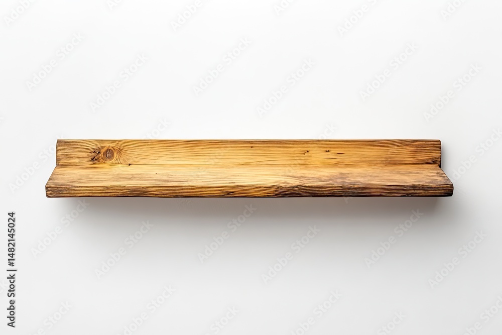 Wooden wall shelf, light brown hue Wooden wall shelf, light brown hue