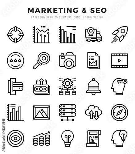Marketing & SEO Icon Bundle 25 Icons for Websites and Apps