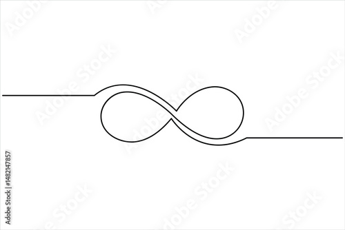 Single continuous line of infinity symbol. Vector one line illustration