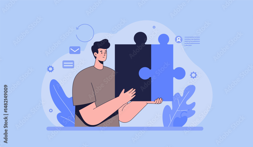 Business collaboration concept with puzzle pieces for teamwork and problem solving Business collaboration concept with puzzle pieces for teamwork and problem solving