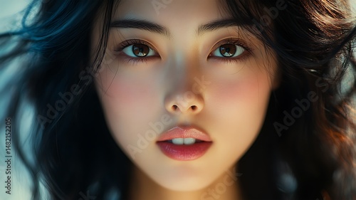 Wallpaper Mural Closeup portrait of a beautiful young Asian woman with captivating eyes Torontodigital.ca