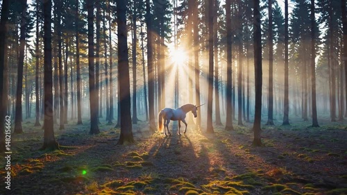 Fantastic unicorn in the forest
