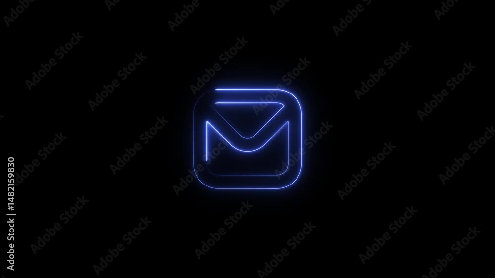 Glowing neon email icon with dark background animation for digital communication concepts Glowing neon email icon with dark background animation for digital communication concepts