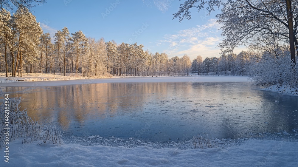 Frozen lake with vibrant reflections of the northern lights above, Generative AI Frozen lake with vibrant reflections of the northern lights above, Generative AI