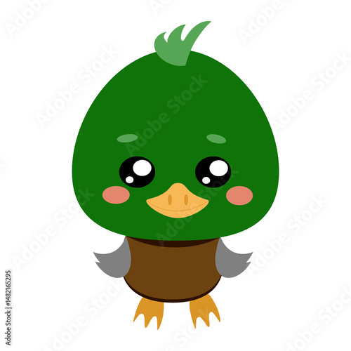 Cute Duckling Clipart. Kawaii Baby Mallard.
