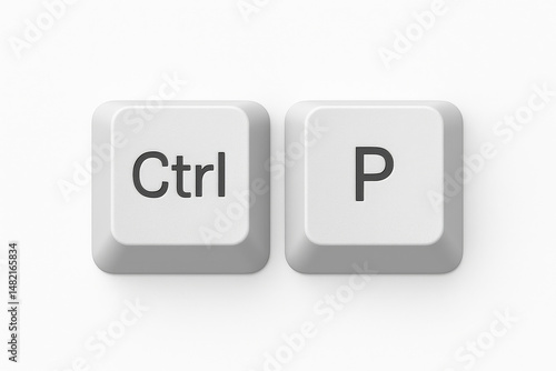 3D Keyboard Keys Ctrl and P – Print Shortcut Icon