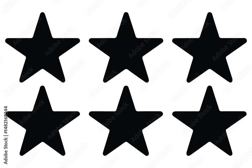 Obraz premium Five star rating icon silhouette isolated white background Vector illustration