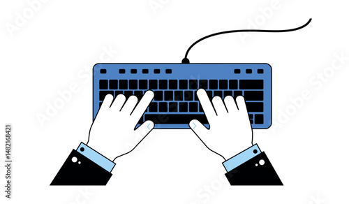 Hands typing on computer keyboard for work or study concept design