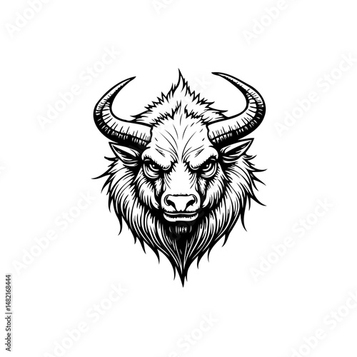 Illustrative portrayal of a formidable bull with intricate details and textures