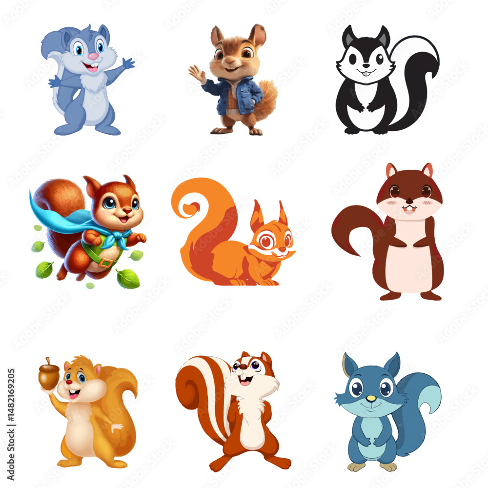 Obraz premium Squirrel mixd colour vector.