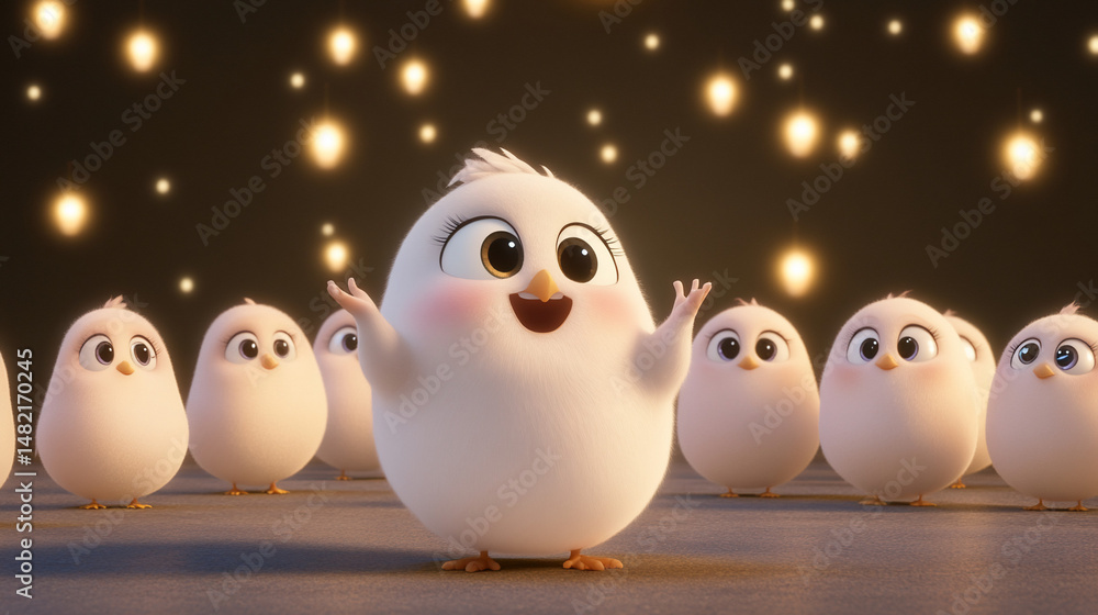 Animated chick surrounded by chicks Animated chick surrounded by chicks