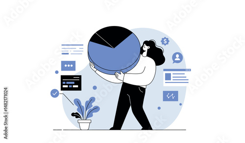 Business data visualization with pie chart and analytics for effective decision-making