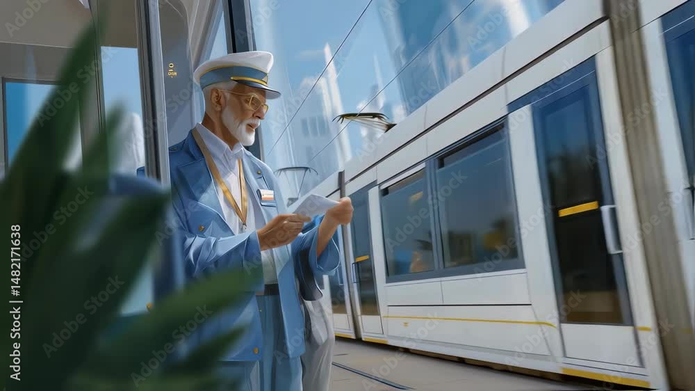 custom made wallpaper toronto digitalTicket inspection in a bright city commuter scene
