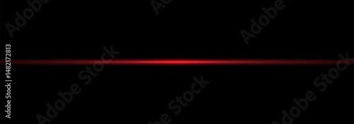 Glowing horizontal red light line with radiant shine and beam effect. Futuristic , flare, and neon glow.