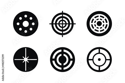 set of bullseye icon vector silhouette illustration isolated on white background