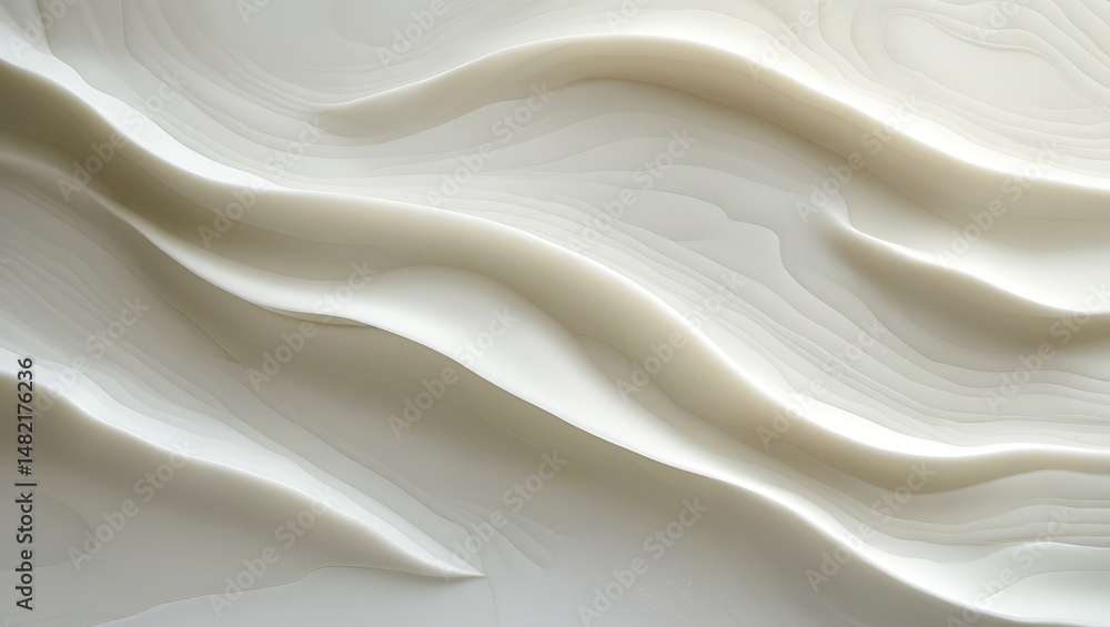 Fototapeta premium Smooth Creamy White Surface with Wavy Patterns