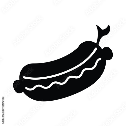 Hot Dog Bun Vector Silhouette Clipart