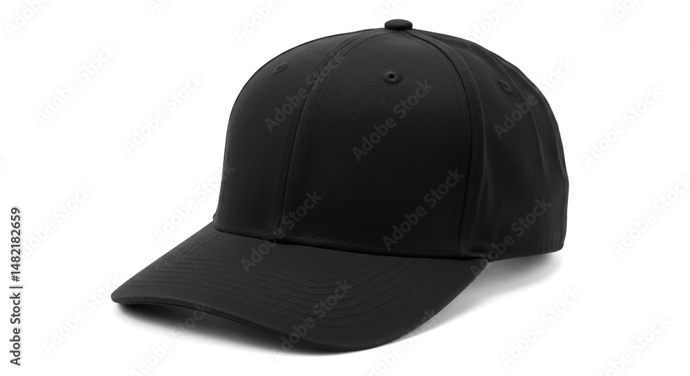 Obraz premium Black Cap Isolated on White Background for Headwear Mockup