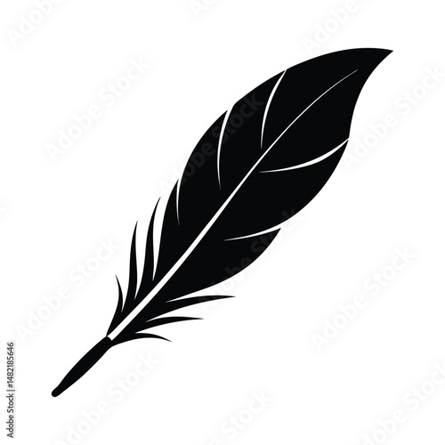 Single Feather Quill Vector Silhouette