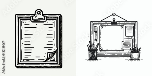 Notice frame. Tools Equipment Hardware Construction Repair Diy Clipart Line Art Vector Illustration. Important bulletin border decorative announcement enclosure for vital postings.