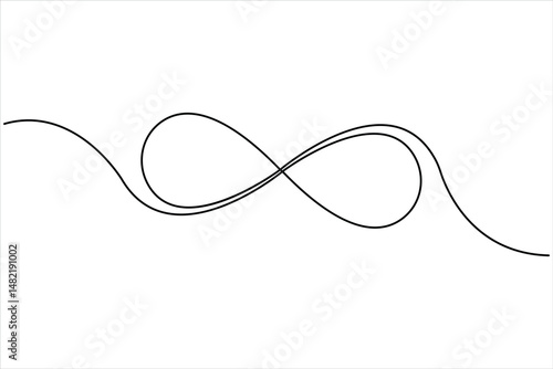 Infinity symbol single continuous line concept of unlimited eternity. Vector one line illustration
