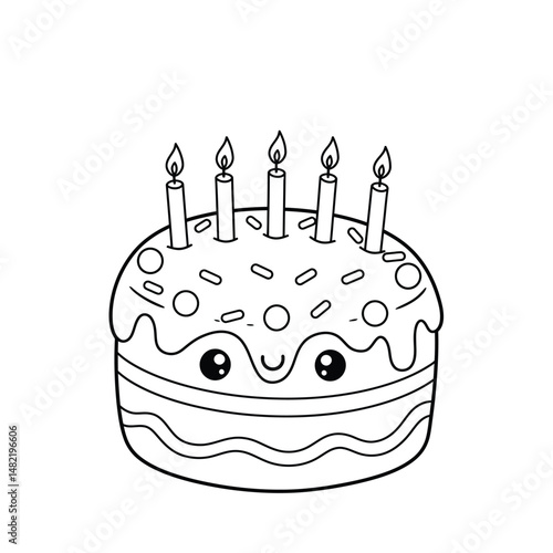 Cute Birthday Cake with Candles