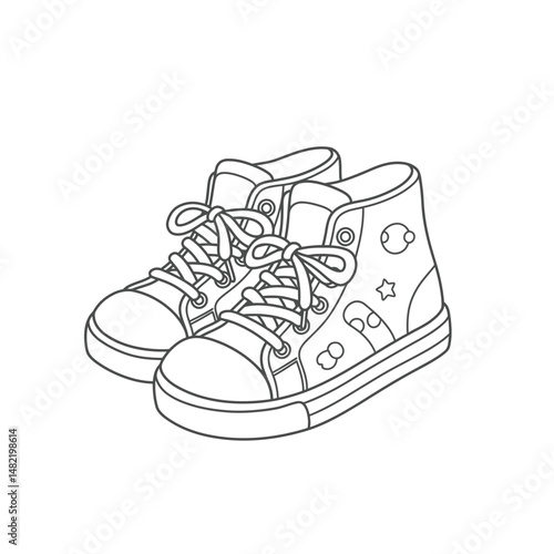Line Art of High-Top Sneakers