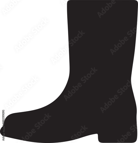 Silhouette of a Sturdy Boot: A minimalist silhouette of a single boot stands, embodying functionality and resilience. Ideal for outdoor, work, and practical scenarios.