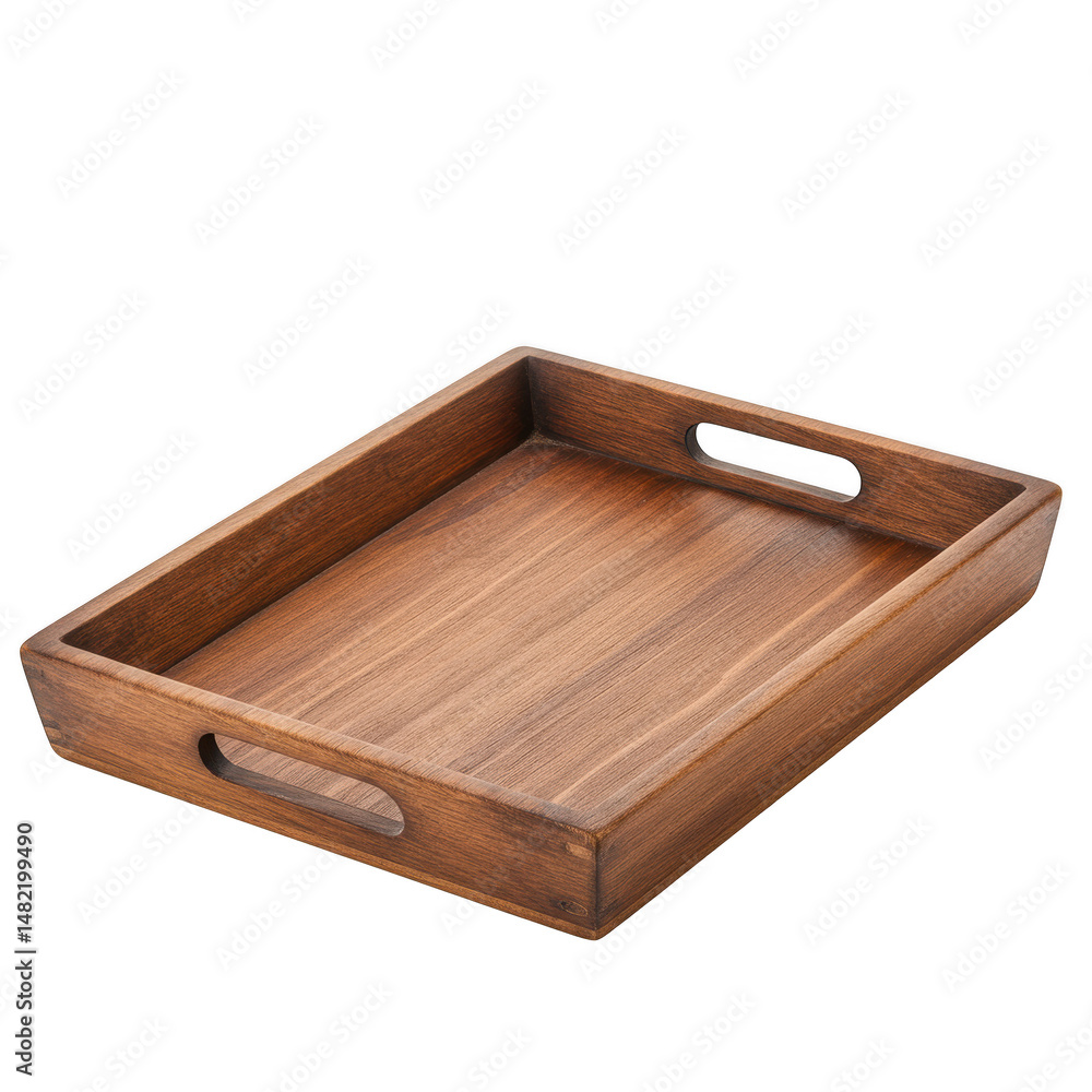 Empty wooden tray isolated on transparent background Empty wooden tray isolated on transparent background