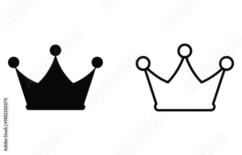 Two royal crown icons one solid black and one outline representing royalty and leadership