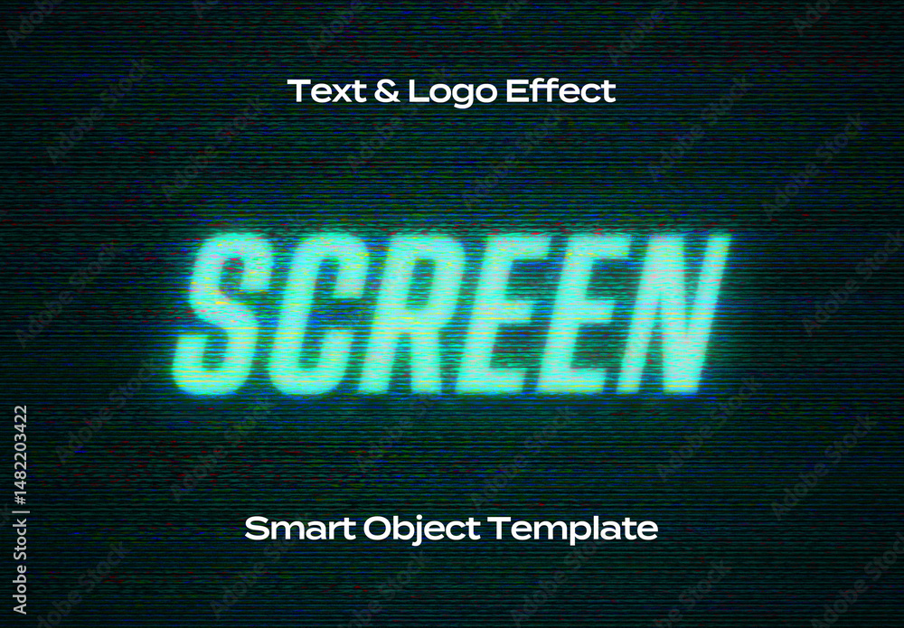 Screen Monitor TV VHS Display Text Logo Style Effect Mockup Logotype ...