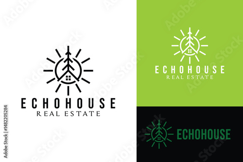 nature house real estate appartment logo design vector