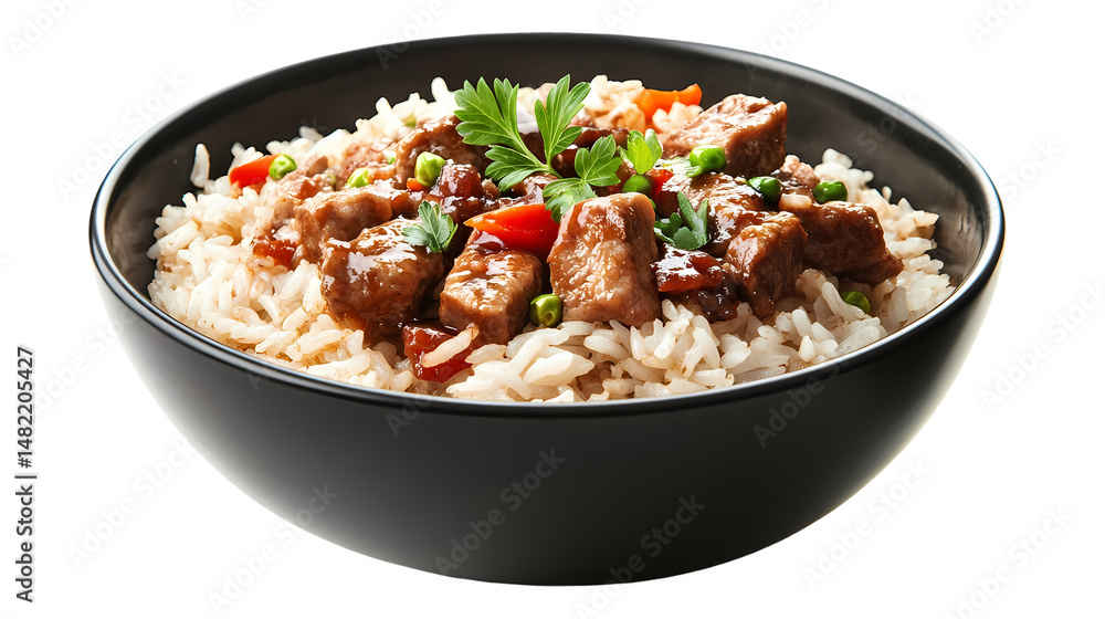 Beef Rice Bowl Recipe Images isolated on transparent background Beef Rice Bowl Recipe Images isolated on transparent background