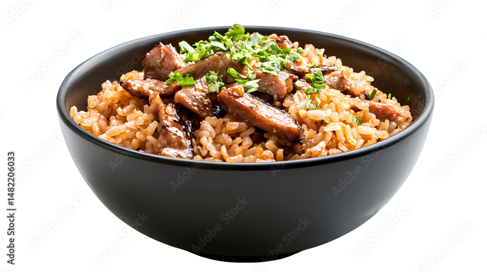 Delicious Pork Fried Rice Recipe isolated on transparent background Delicious Pork Fried Rice Recipe isolated on transparent background