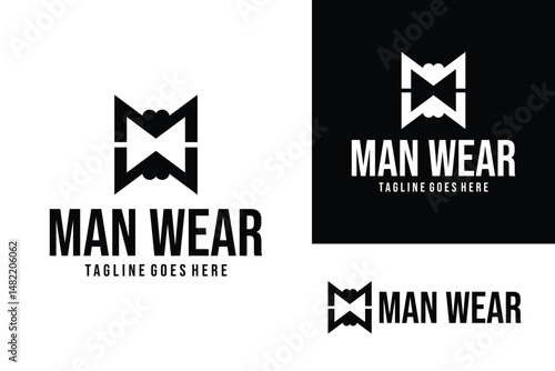 letter mw man wear logo design vector for clothing apparel