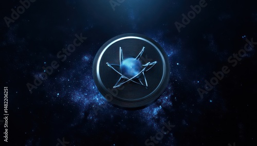 Wallpaper Mural 3D LED panel icon with silver star rings in deep space, adding an expansive cosmic atmosphere. Torontodigital.ca