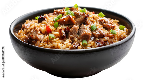 Delicious Pork Fried Rice Recipe isolated on transparent background