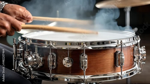 Dynamic drumming performance showcases skill and passion in an intimate setting during a late evening jam session