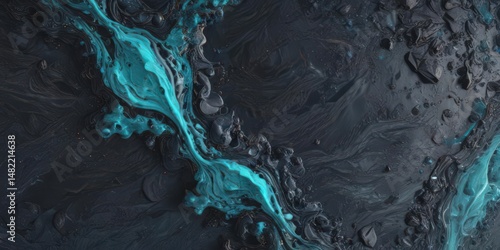 Swirling indigo and cyan lava stone, abstract ocean texture , cyan, lava