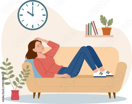 Illustration of a woman feeling sad, representing loneliness and depression.