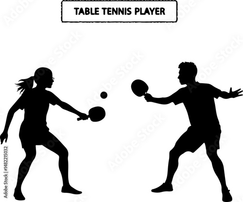 Table Tennis Player Silhouette