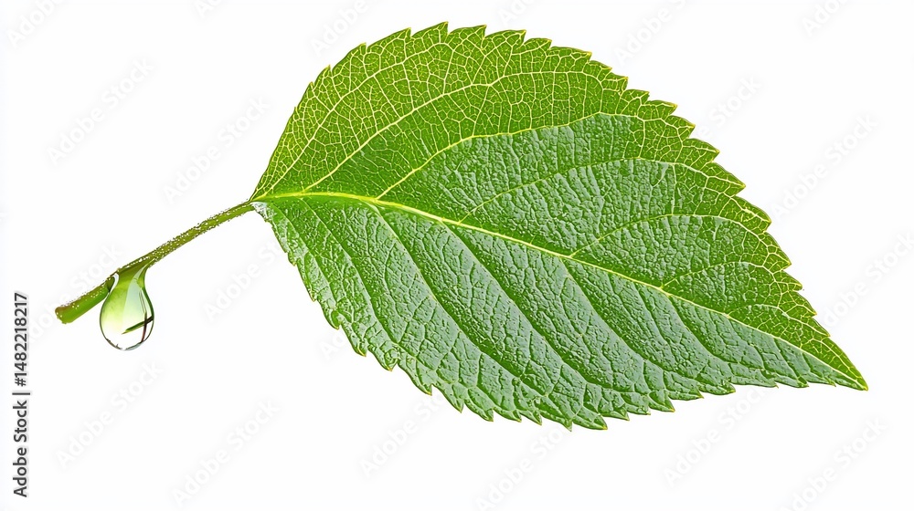 Obraz premium Refreshing leaf with dewdrops offers a crisp natural composition
