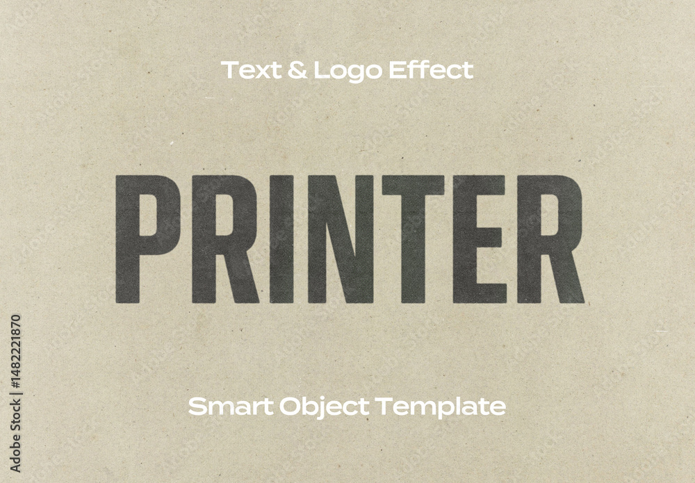 Print Printer Paper Text Logo Style Effect Mockup Logotype Template ...