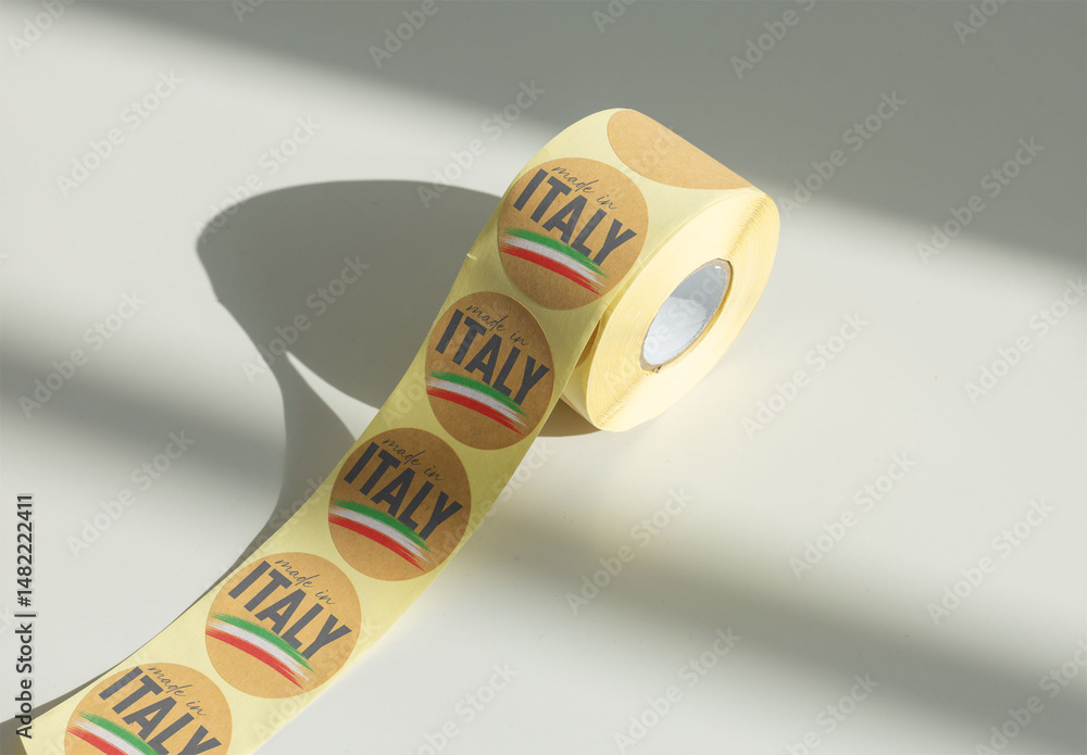 Mockup Showcasing a Roll of Circular Stickers. 1 single design for all ...