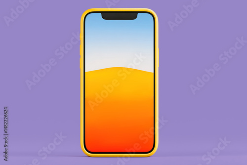 Vibrant smartphone display showcasing a sunset gradient against a purple background Free Download Vibrant smartphone display showcasing a sunset gradient against a purple background - GFXLoad